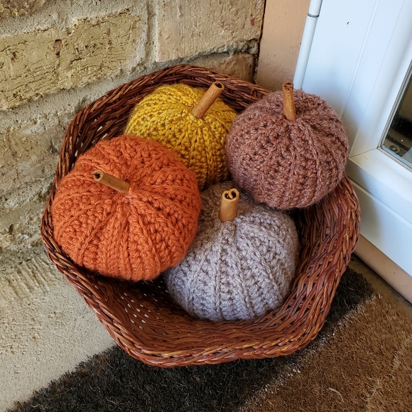 Black Variegated Crocheted Pumpkin Fall Home Decor - Picture 5 of 7